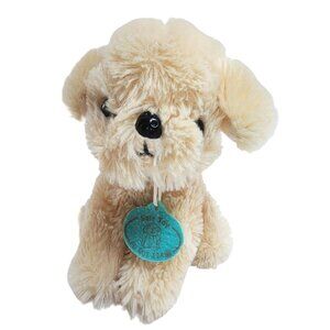 Rare HTF FU RUI JIA Soft Toy Puppy Dog Plush Stuffed Animal Blonde Color Pup 6.5